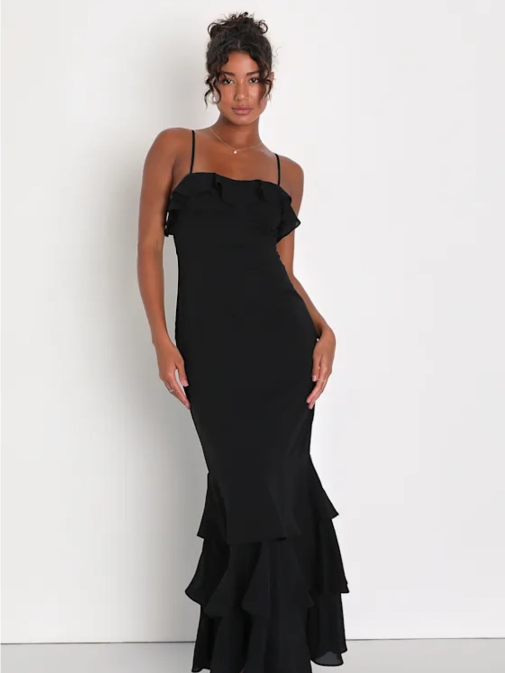 Lulus Lively Evenings Black Sleeveless Tiered Maxi Dress